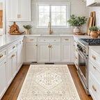 3x5 Washable Area Rug for Entryway Non Slip Rugs, Cream/Beige | Vintage Kitchen - Image 4