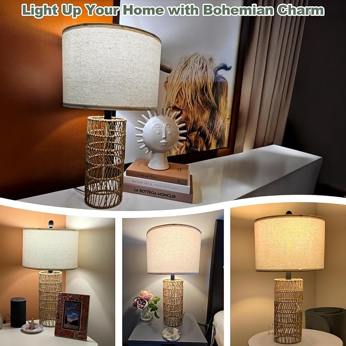 OYEARS 22.5" Boho Table Lamps Set of 2 - Image 4