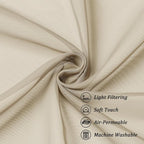 Chyhomenyc Taupe Sheer Valance for Windows, 2 Pack | Light Filtering Voile Soft - Image 7