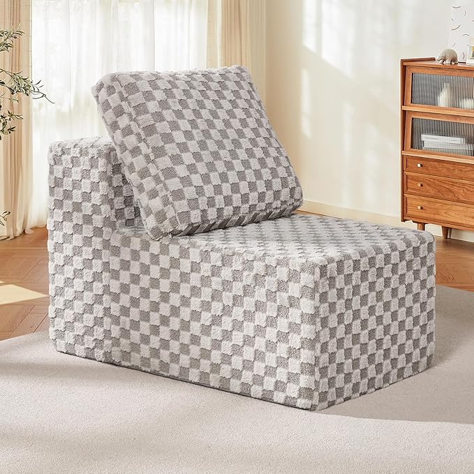 Single Sofa 1 Seat Couch with Deep Seat Memory Foam Cloud Chair with Pillows by YourHomeDeservesMore