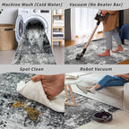 10x10 ft Square Living Room Rug – Washable Modern Abstract Area Rug - Image 8