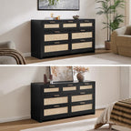 SICOTAS 7 Drawer Dressers for Bedroom Set 2, Long Rattan Dresser, Dresser TV - Image 5