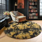 Amdrebio Black Gold Yellow Grey Round Circle Rugs 5Ft - Image 8