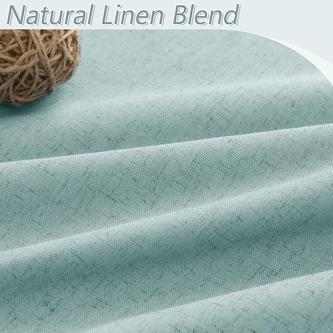 100% Blackout Linen Curtains 63 Inch Length 2 Panels Set - Image 3