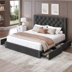 LARMACE Full Size Bed Frame Upholstered Platform Bed - Image 8