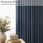 90 Inch Pinch Pleated Linen Light Filter Memory Shaped Navy Blue Curtains | - Image 6