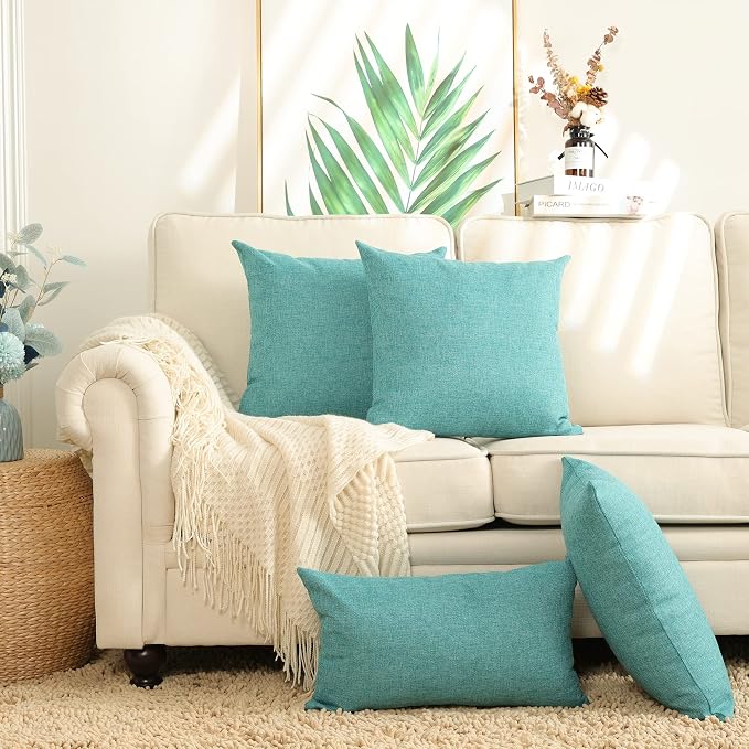 Stellhome Burlap Large Throw Pillow Covers Textured Farmhouse Linen Pillowcase - Image 4