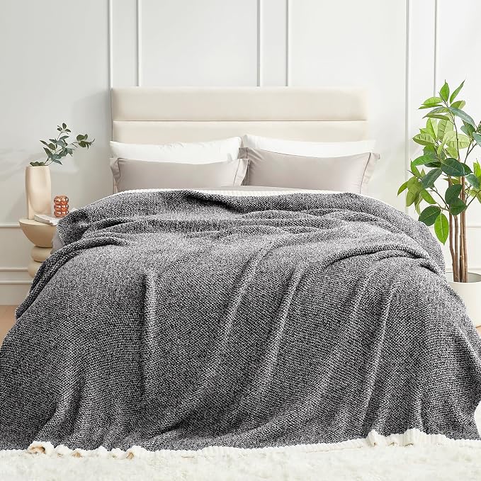 Snuggle Sac Super Soft & Reversible Heather Black Throw - Image 7