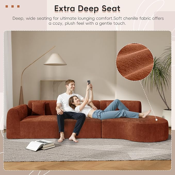 Merax 140" Curved Polyester Sectional Sofa Set, 7 Seat Modern Cloud Couch - Image 3
