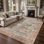 5x7 Area Rugs - Washable Vintage Retro Living Room Rug, Soft Ultra Thin Non by Yarooge