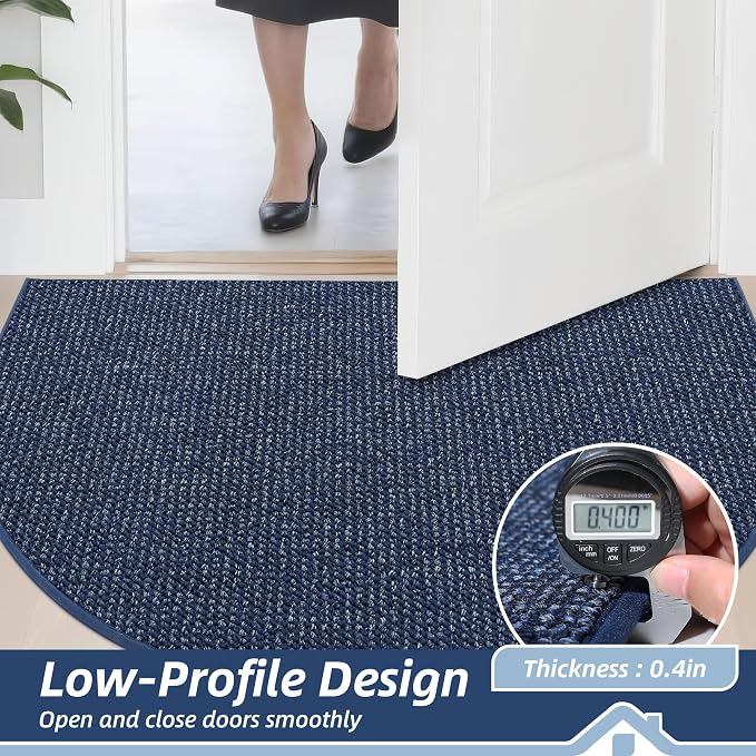BEQHAUSE Dirt Trapper Door Mat 17" x 30" Half Circle Non Slip Rugs, Absorbent - Image 5