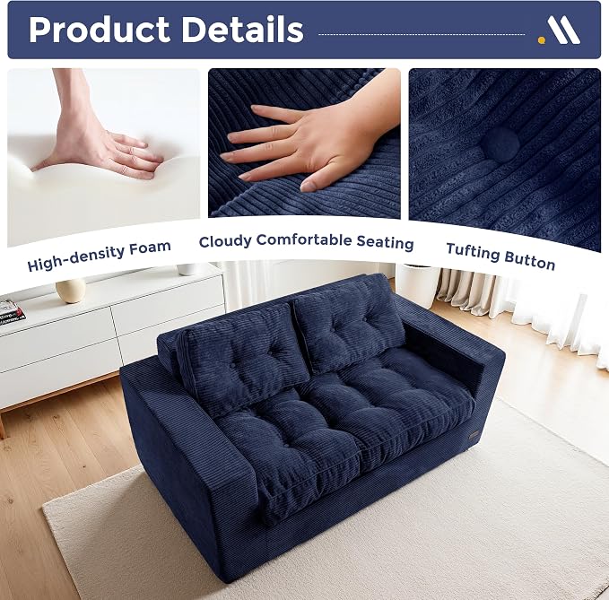 MAXYOYO Loveseat Sofa Couch, Upholstered Bean Bag Chair Cloud 2-Seat - Image 4