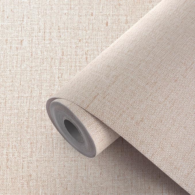 Beige Textured Contact Paper Grasscloth Wallpaper Peel and Stick Linen Self by Akywall
