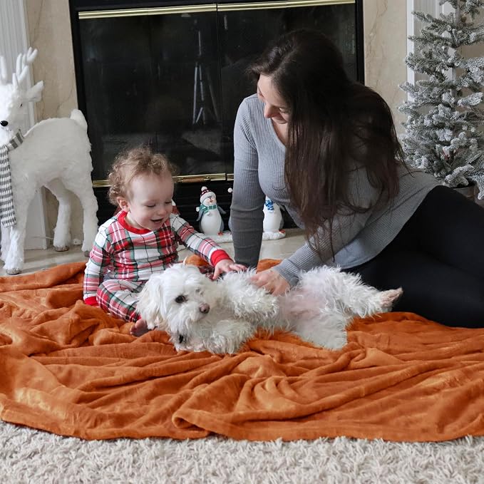 Bedsure GentleSoft Orange Fleece Throw Blanket - Image 7