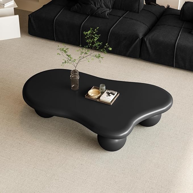47.2” Cloud Coffee Table with 3 Ball Legs, Modern Irregular Center Table - Image 4