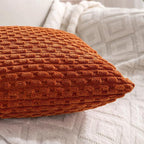 Set of 4 Burnt Orange Decorative Throw Pillow Covers 22x22 Inch Corduroy Pillow - Image 6
