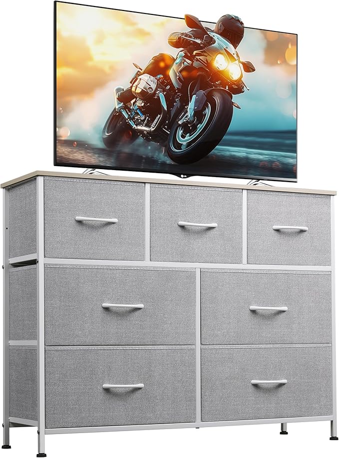 WLIVE 7 Drawer Dresser TV Stand, Entertainment Center, Media Console Table by WLIVE