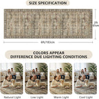 2x6 Hallway Runner Rug, Washable Vintage Retro Long Runner Rugs - Image 2