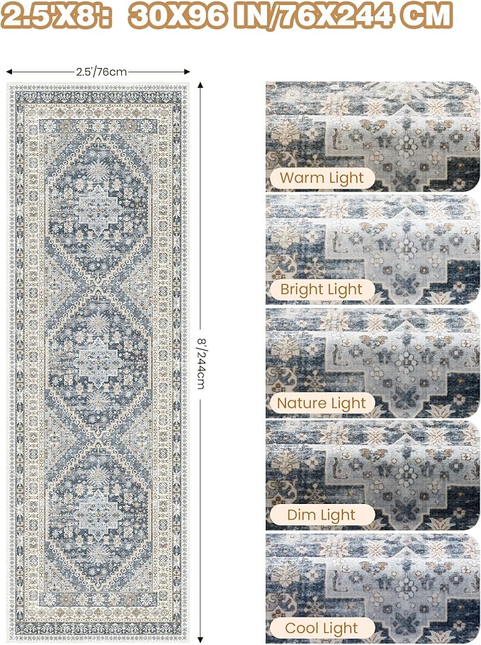 Kitchen Runner Rug Non Slip Washable Rugs 2.5x8, Carpet Runner - Image 2
