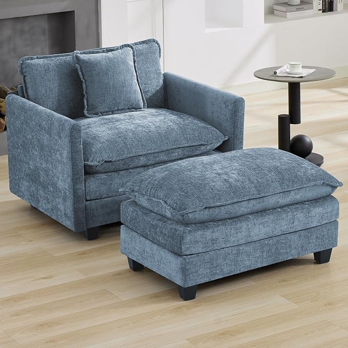35‘’ Modern Chenille Cloud Sofa Ottoman, Rectangle Ottoman - Image 5