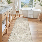 Madane Hallway Runner Rug 2x5 Washable Entry Rugs Non-Slip, Ivory/Brown | - Image 5