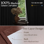 Chestnut Brown Pinch Pleated Blackout Linen 86 Inch Curtains - Image 2
