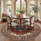 RELEANY Washable Area Rug, Round 7ft, Water Repellent, Pet Friendly, Vintage by RELEANY