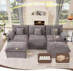 GOSUHI 108" U Shaped Couch, Modular Sectional Sofa, 3-Seater Comfy Cloud Couch - Image 2