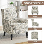 Floral Print Wingback Accent Chair, Retro Modern Farmhouse Armchair - Image 3