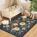 DUKINO 4x6 Area Rug, Floral Washable Office Chair Rug Non Slip, Stain Resistant by DUKINO