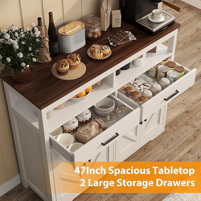 knoworld Buffet Sideboard with Storage Farmhouse with 4 Doors, Dining Room - Image 4