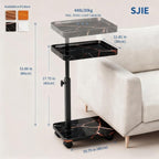 C Table End Table Adjustable Height, 360°Swivel TV Tray Table - Image 2