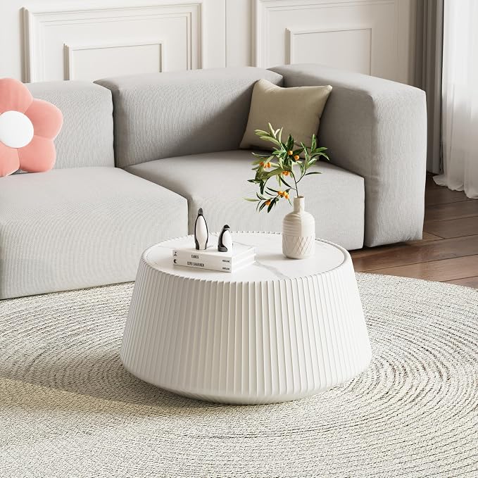 Modern Marble Nesting Coffee Table Set of 2, 26.77" Cup Shaped Coffee and End - Image 5