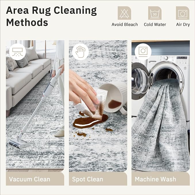 Soalmost Washable Area Rug 8x10 Large Soft Grey Rugs - Image 7