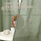 Sage Green Semi Sheer Linen Curtains 60 Inch, Light Filtering Panels | Window - Image 5