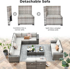 ovios 12 Pieces Patio Furniture Set, Outdoor Wicker Sectional Sofa - Image 9