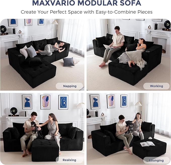 MAXYOYO Modular Sectional Sofa Couch, L Shaped Modern Cloud Couch - Image 3