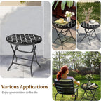 Foldable Patio Side Tables, 17.7" Small End Table Outdoor Weatherproof - Image 4