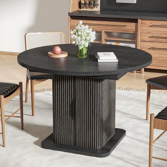 Extendable Black Round Dining Table - Image 8