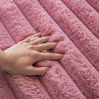 Dusty Rose Rabbit Striped Plush Rug 2'x3', Fluffy Shaggy Area Rug - Image 5