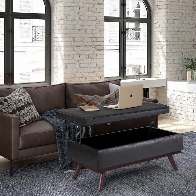 SIMPLIHOME Owen Lift Top Coffee Table Storage Ottoman - Image 2