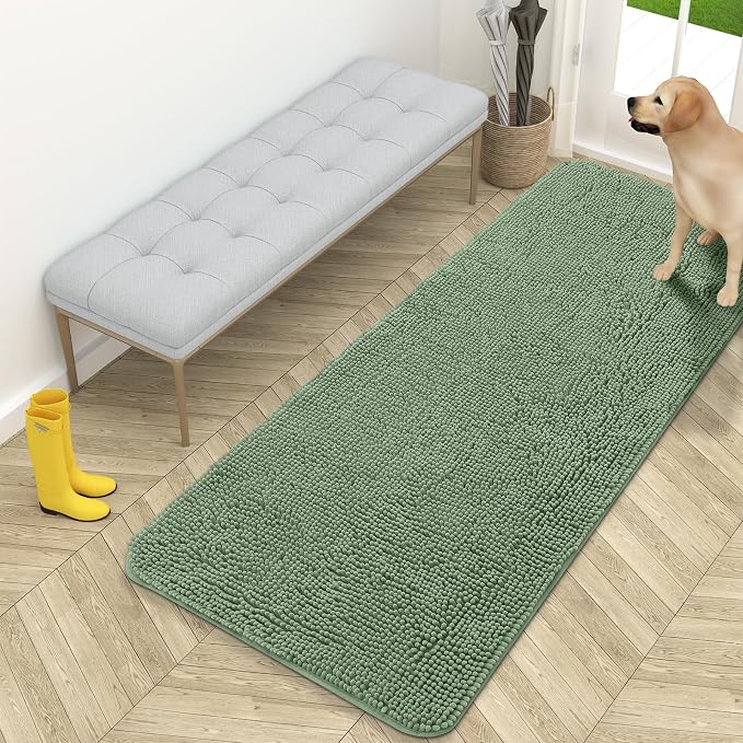 OLANLY Dog Door Mat for Muddy Paws 54x24, Super Absorbent Chenille Mud Mat | by OLANLY