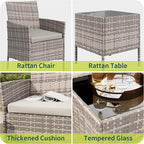 GAOMON 3-Piece Patio Furniture Set, Modern PE Rattan Conversation Set - Image 6