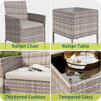 3-Piece Outdoor Furniture Set, PE Rattan Wicker Chairs - Image 6