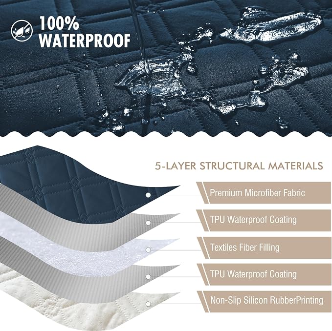 Genina Waterproof Couch Cover, Washable Anti-Slip 67 inch Sofa Covers - Image 5