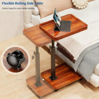 C Table End Table Adjustable Height, 360°Swivel TV Tray Table - Image 4
