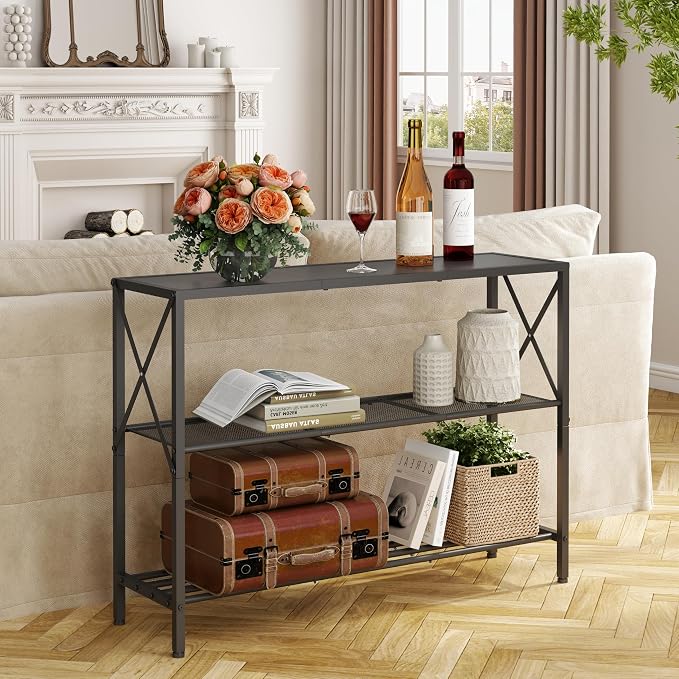 Hoctieon Industrial Console Table, 3 Tier Entryway Table, Hallway Table - Image 3