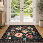 DUKINO 4x4 Square Area Rug, Soft Floral Washable Rug - Image 9