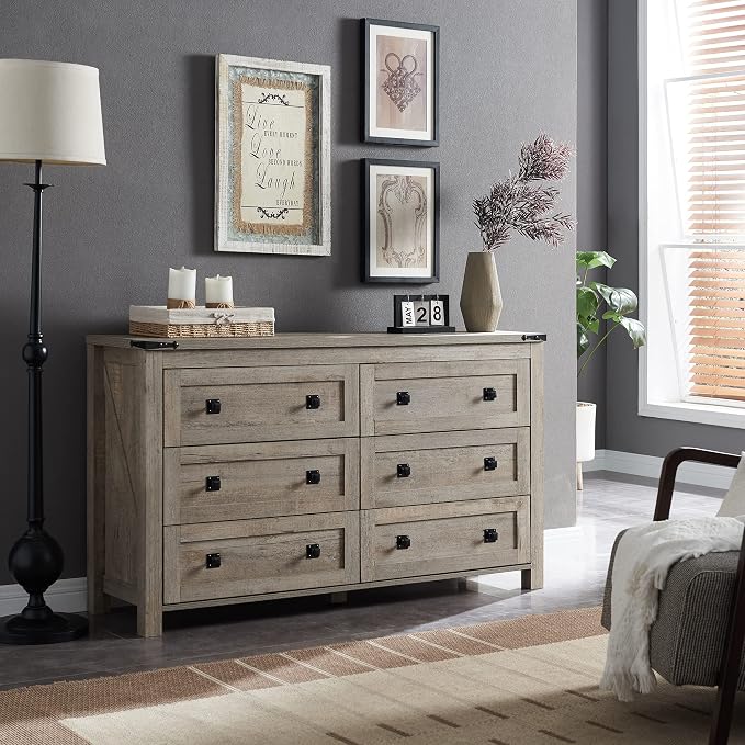T4TREAM Farmhouse 6 Drawers Dresser by T4TREAMFurniture
