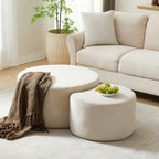 49.7'' Foam Round Nesting Coffee Table Set of 2, Modern Upholstered Side End by JJKFurniture-kevinplus